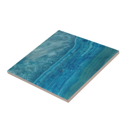 Mooi modern blauw agaat tegeltje (Zijkant)