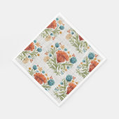 Mooi modern bloemmotief Sinaasappel blauw rood Servet (Hoek)