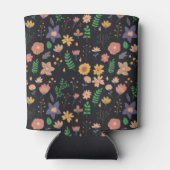Mooi modern donker bloempatroon monogram blikjeskoeler (Achterkant)
