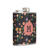 Mooi modern donker bloempatroon monogram heupfles (Rechts)