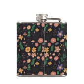 Mooi modern donker bloempatroon monogram heupfles (Achterkant)