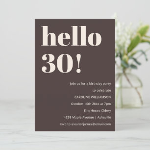 Mooi modern eenvoudig bruin 30e verjaardagsfeest kaart