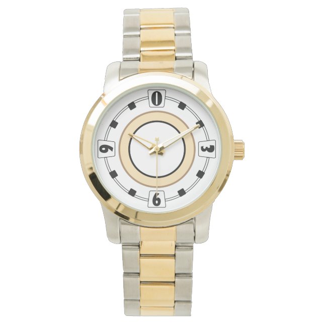 Mooi modern horloge met een modieuze wijzerplaat (Voorkant)