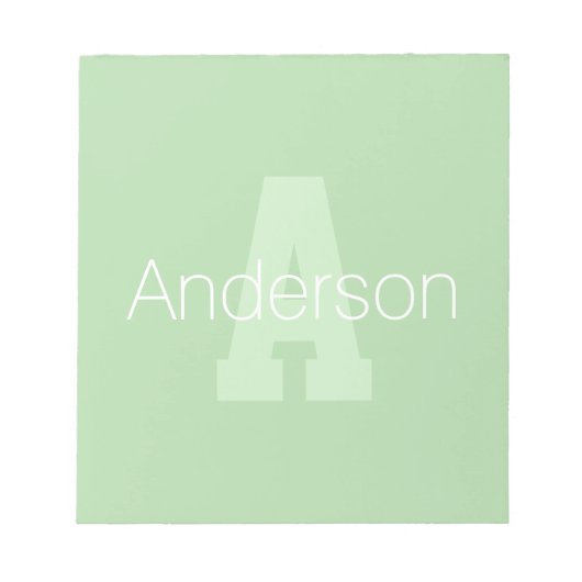 Mooi modern monogram | Lichtgroen en wit Notitieblok (Voorkant)