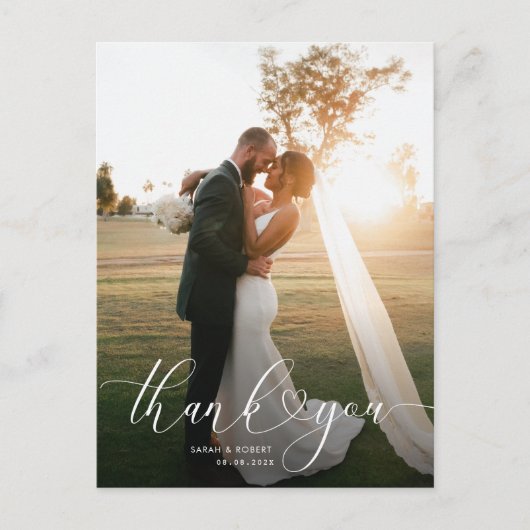 mooi modern script bruiloft bedankt fotokaart briefkaart (Voorkant)
