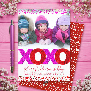 Mooi modern XOXO Valentijnsdag foto harten Feestdagenkaart