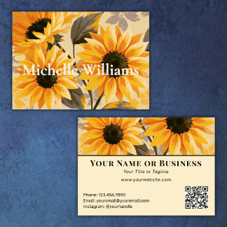 Mooi Moderne Gele Zonnebloemen Bloem QR Code Visitekaartje