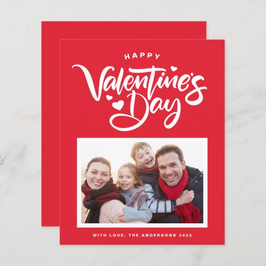 Mooi moderne kalligrafie Valentijnsdag kaart met f (Voorkant / Achterkant)