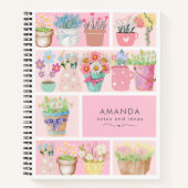 Mooi moderne roze elegante bloempotten notitieboek (Voorkant)