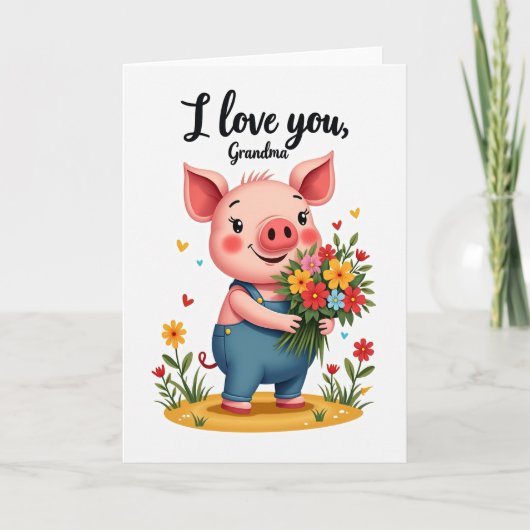 Mooi Moederdag Biggetje Kaart (Voorkant)