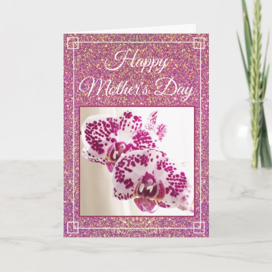 Mooi Moederdag Glitter Aangepaste Bloem Foto Kaart (Voorkant)