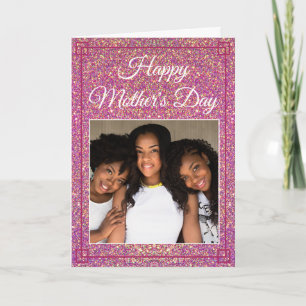 Mooi Moederdag Glitter Aangepaste Familie Foto Kaart