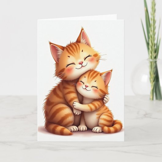 Mooi Moederdag Kat Knuffel Kaart (Voorkant)