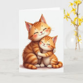 Mooi Moederdag Kat Knuffel Kaart (Gele Bloem)
