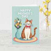 Mooi Moederdag kat kunst kaart (Gele Bloem)