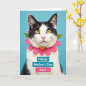 Mooi Moederdag kat portret kaart (Gele Bloem)