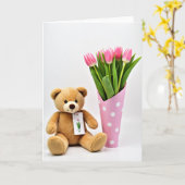 Mooi Moederdag Knuffeldier Kaart (Gele Bloem)