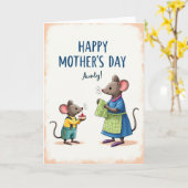 Mooi Moederdag Muis Kaart (Gele Bloem)