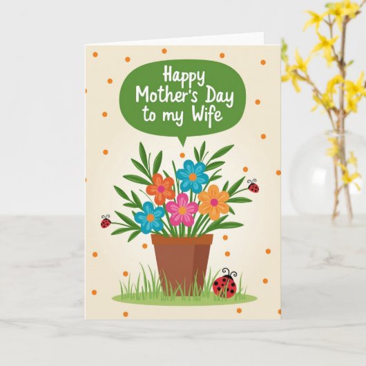 Mooi Moederdag Pot Kaart (Gele Bloem)