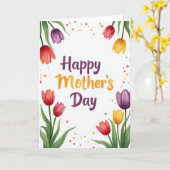 Mooi Moederdag Tulp kaart (Gele Bloem)