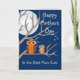 Mooi Moederdag Uil Vouwbare Wenskaart Kaart