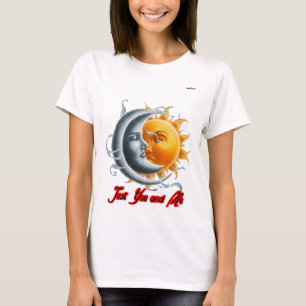 Mooi moment tussen de maan en de zon op een t-shirt