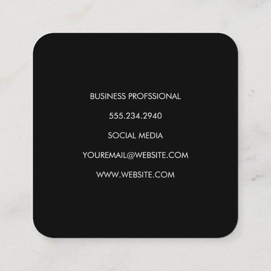 Mooi monogram Chic Stripes Faux Silver Lijst Vierkante Visitekaartje (Achterkant)