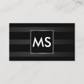 Mooi monogram Chic Stripes Faux Silver Lijst Visitekaartje (Voorkant)