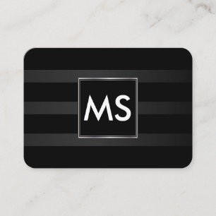 Mooi monogram Chic Stripes Faux Silver Lijst Visitekaartje