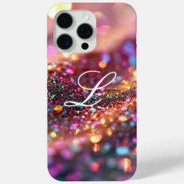 Mooi Monogram Glitter Regenboog Glamoureus iPhone 15 Pro Max Hoesje