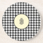Mooi! Monogram Houndstooth Yellow Sandstone Zandsteen Onderzetter (Voorkant)