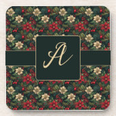 Mooi monogram kerst chinoiserie floral bier onderzetter (Voorkant)