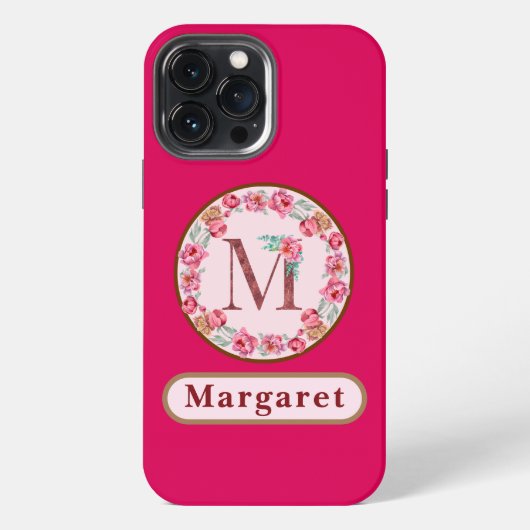 Mooi Monogram M Bloemig iPhone Hoesje (Achterkant)