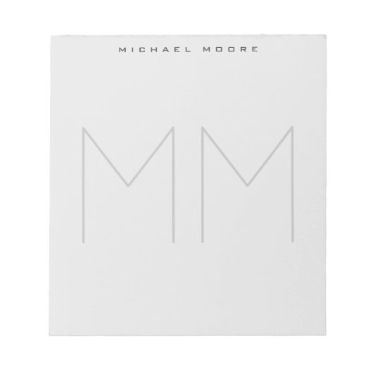Mooi Monogram Naam Modern Minimalistisch Notitieblok (Voorkant)