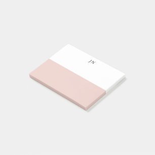 Mooi monogram roze wit kleurblok post-it® notes