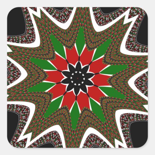 Mooi mooi kenya cultureel motief geometrisch vierkante sticker (Voorkant)