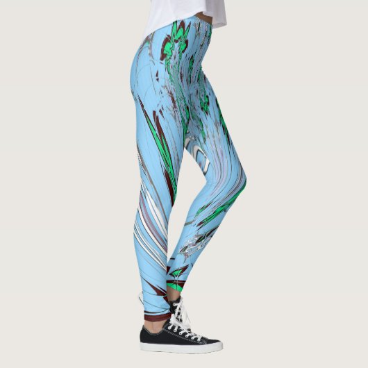 Mooi mooi mooi, mooi en mooi blauw Floral Patroon Leggings (Rechts)