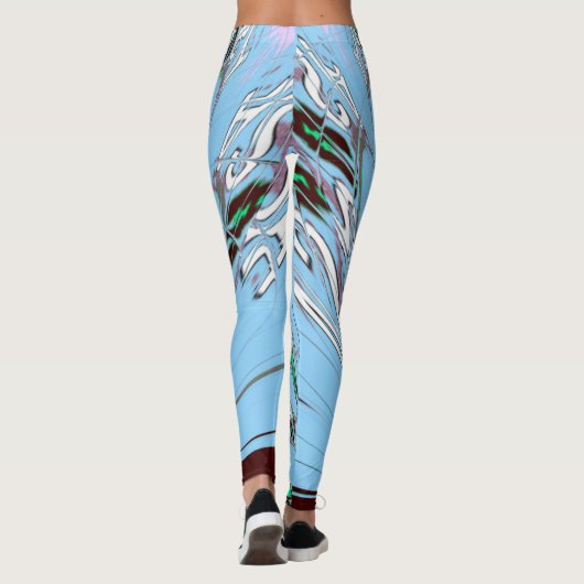 Mooi mooi mooi, mooi en mooi blauw Floral Patroon Leggings (Achterkant)