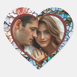 Mooi mozaïek glas-in-lood en tegels hart sticker