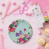 mooi, , munt, floreel, roze, schattig, meisjes, ch papieren bordje (Feest)