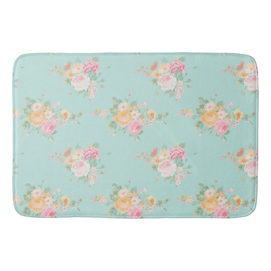 mooi, munt, shabby chic, country chic, floral, badmat (Voorkant)