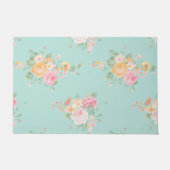 mooi, munt, shabby chic, country chic, floral, deurmat (Voorkant)
