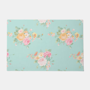 mooi, munt, shabby chic, country chic, floral, deurmat