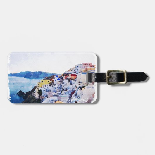 Mooi Mykonos Griekenland Panorama Uitzicht  Bagagelabel (Voorkant horizontaal)