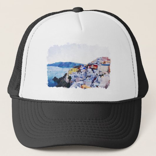 Mooi Mykonos Griekenland Panorama Uitzicht Trucker Pet (Voorkant)