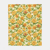 Mooi naadloos patroon van gele rozen fleece deken (Voorkant)