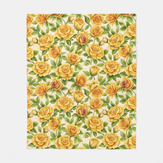 Mooi naadloos patroon van gele rozen fleece deken (Voorkant)