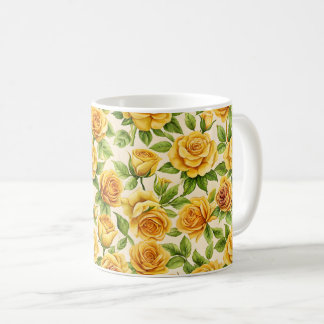 Mooi naadloos patroon van gele rozen koffiemok
