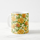Mooi naadloos patroon van gele rozen koffiemok (Voorkant links)