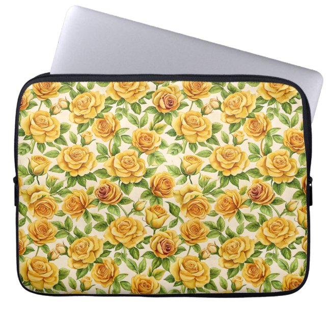 Mooi naadloos patroon van gele rozen laptop sleeve (Voorkant)